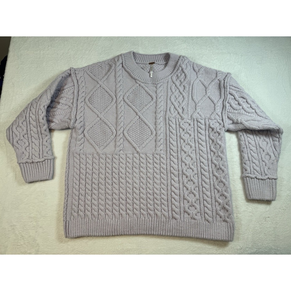Free People Womens M Medium Leslie‎ Cable Knit Tunic Chunky Crewneck Sweater
